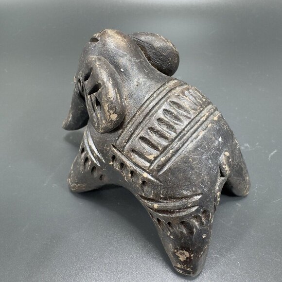 Vintage Hand Made Pottery Elephant Figurine Primitive Style Textured Figure VTG - Picture 7 of 11